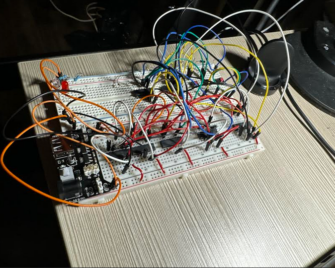 Adder made with logic gates.